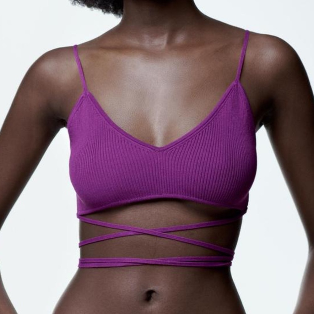 small purple zara knit top